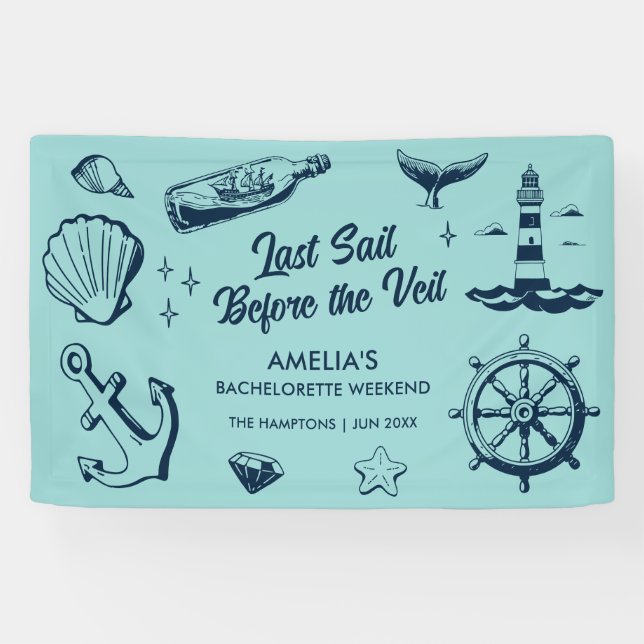 Last Sail Before The Veil Beach Bachelorette Party Banner (Horizontal)