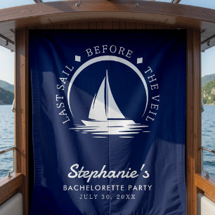 Last Sail Before the Veil Blue Bachelorette Party Tapestry