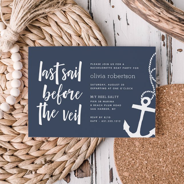 Last Sail Before the Veil Boat Bachelorette Party Invitation (Creator Uploaded)