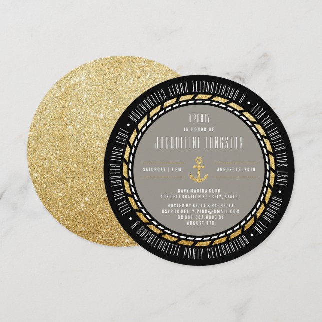 Last Sail Before The Veil Chic Bachelorette Party Invitation (Front/Back)