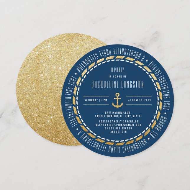 Last Sail Before The Veil Chic Bachelorette Party Invitation (Front/Back)