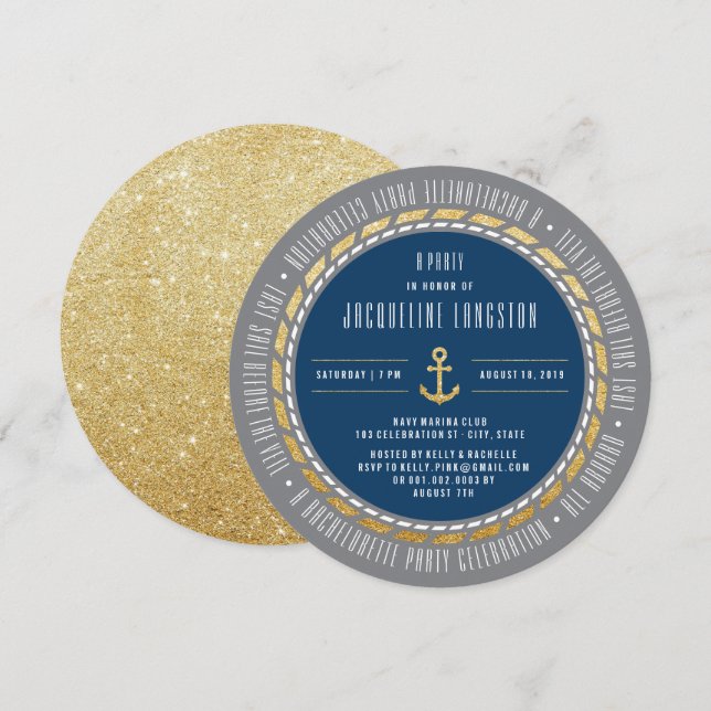 Last Sail Before The Veil Chic Bachelorette Party Invitation (Front/Back)