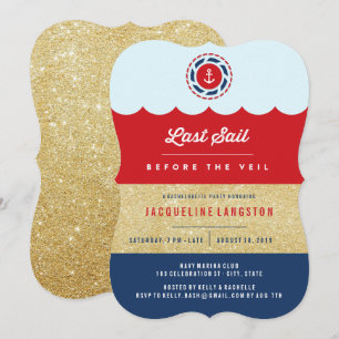 Last Sail Before The Veil Glam Bachelorette Party Invitation
