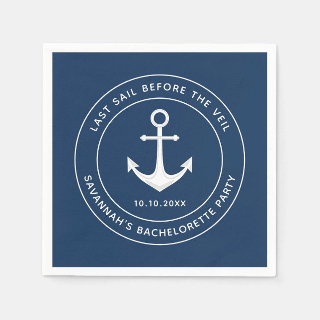 Last Sail Before The Veil Nauti Bachelorette Party Napkin (Front)