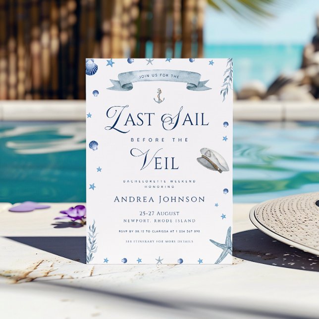 Last Sail Before the Veil Nautical Bachelorette Invitation (Creator Uploaded)