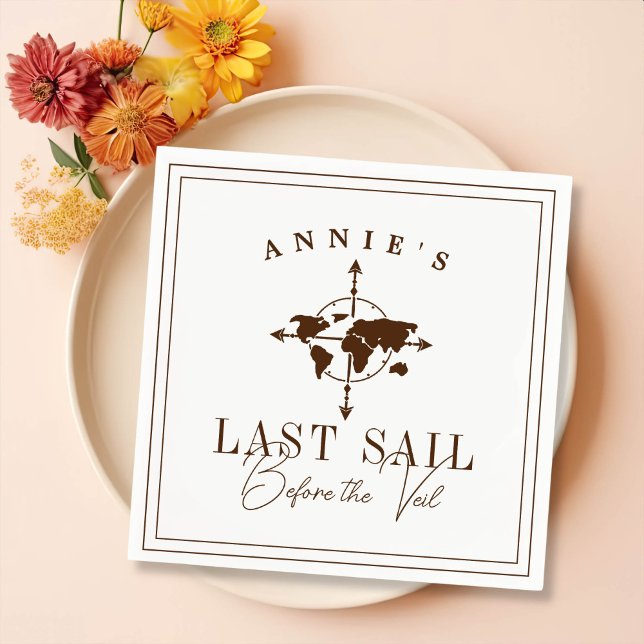 Last Sail Before the Veil Nautical Bachelorette Napkin (Creator Uploaded)