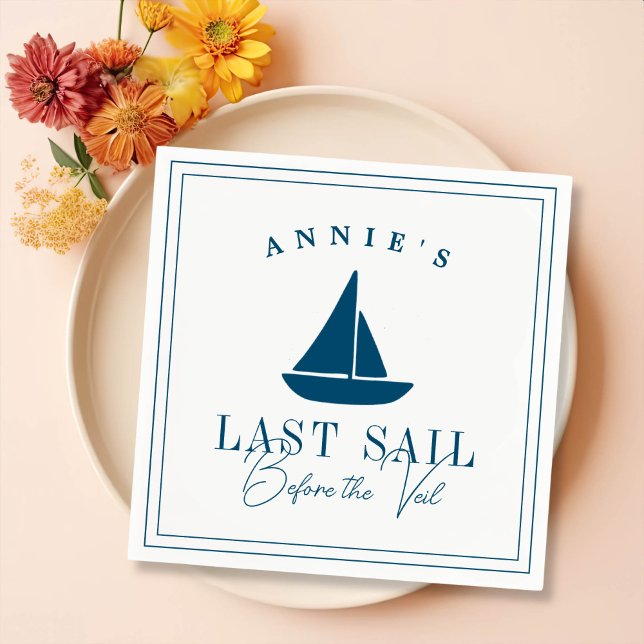 Last Sail Before the Veil Nautical Bachelorette Napkin (Creator Uploaded)