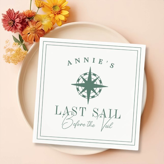 Last Sail Before the Veil Nautical Bachelorette Napkin (Creator Uploaded)