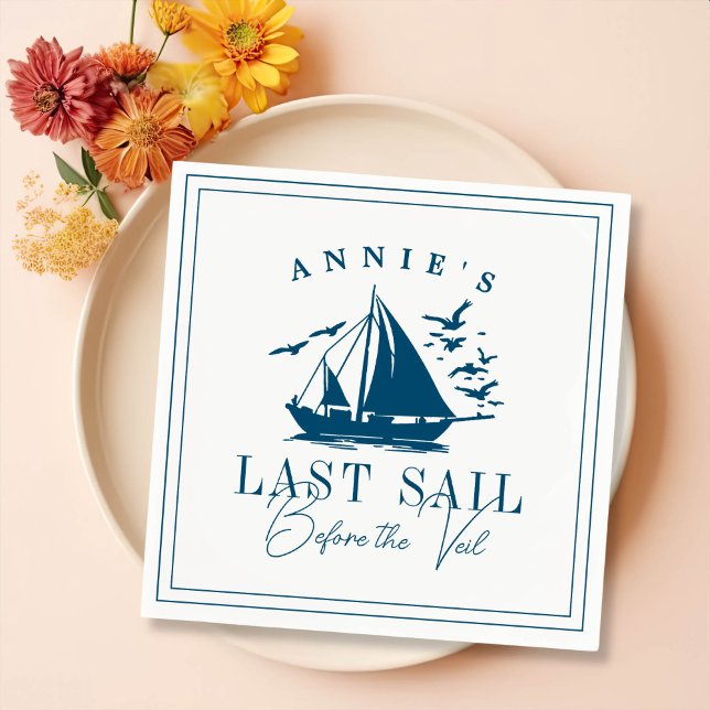 Last Sail Before the Veil Nautical Bachelorette Napkin (Creator Uploaded)