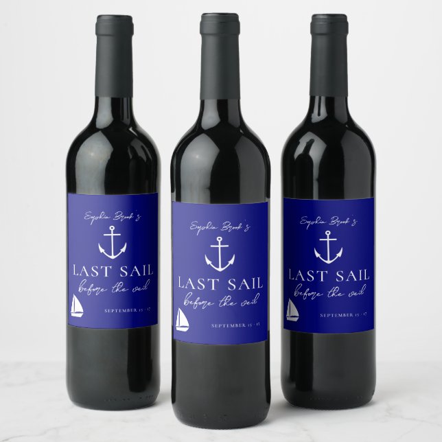 Last Sail Before The Veil Nautical Bachelorette Wine Label (Bottles)