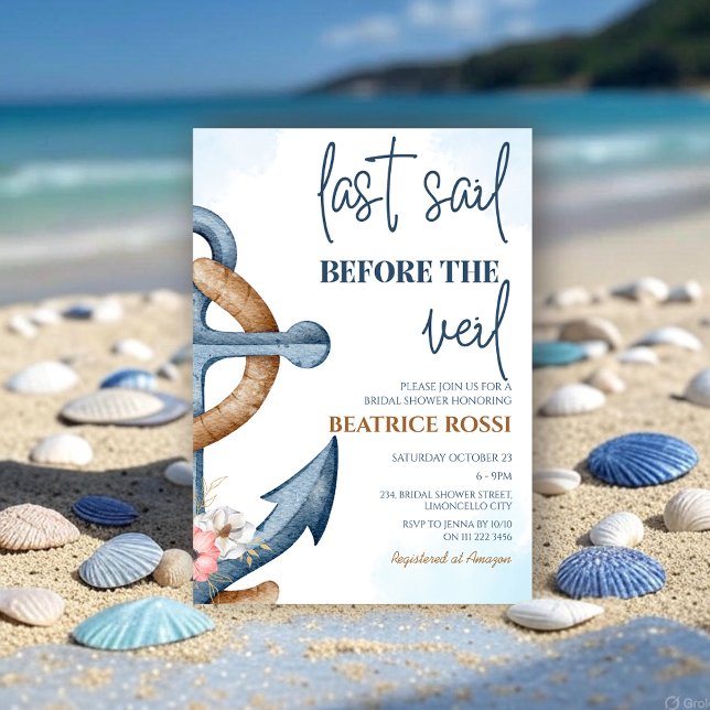 Last Sail Before The Veil Nautical Bridal Shower Invitation (Last Sail Before The Veil Nautical Bridal Shower Invitation)