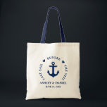 Last Sail Before The Veil Nautical Wedding Tote Bag<br><div class="desc">Last Sail Before The Veil Nautical Anchor Hearts Navy Blue Wedding Tote Bag</div>