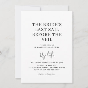 Last Sail Before The Veil   White Bridal Shower Invitation
