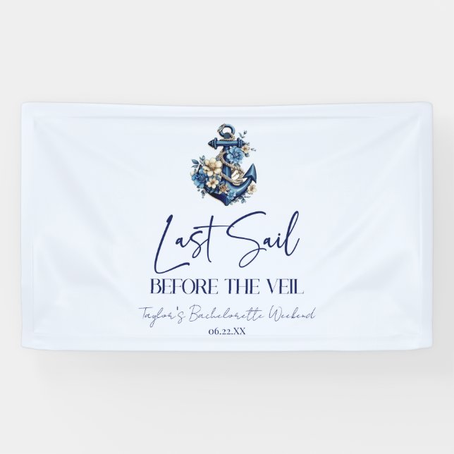 Last Sail Before Veil Bachelorette Weekend Party Banner (Horizontal)