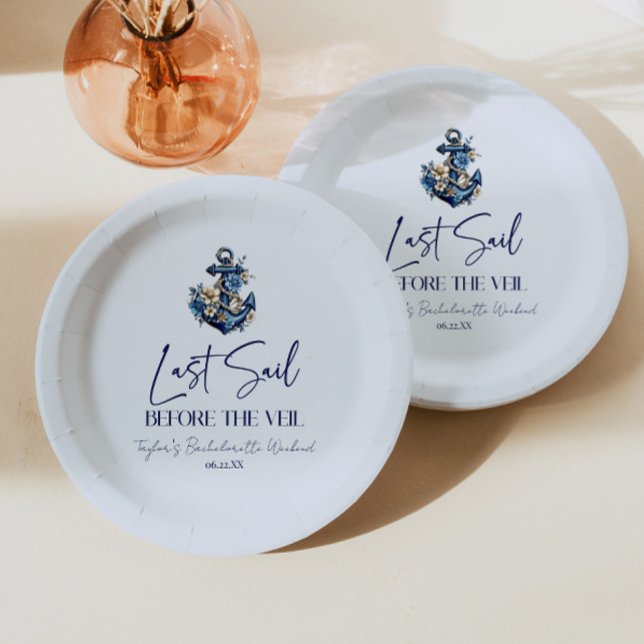 Last Sail Before Veil Bachelorette Weekend Party Paper Plate (Creator Uploaded)