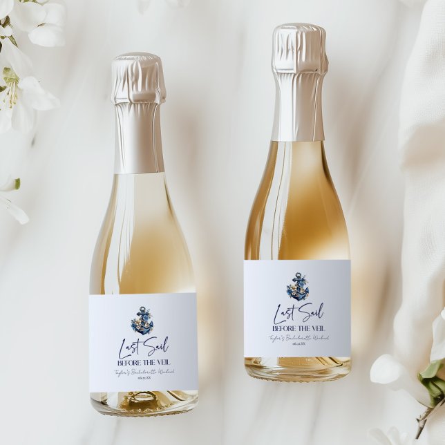 Last Sail Before Veil Bachelorette Weekend Party Sparkling Wine Label (Creator Uploaded)