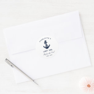 Last Sail Before Veil Nautical Anchor Bachelorette Classic Round Sticker