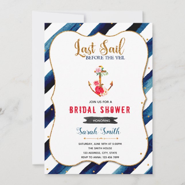 Last sail bridal shower invitation (Front)