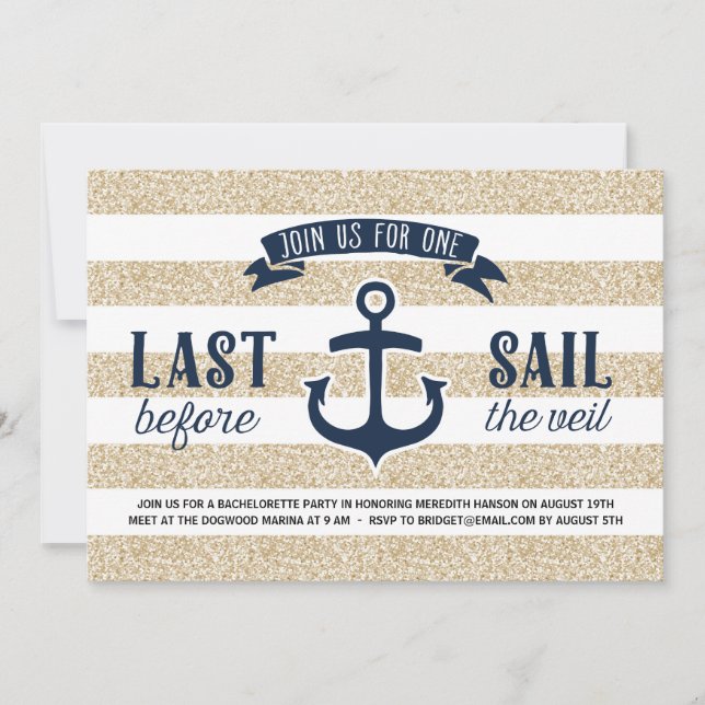 Last Sail | Nautical Bachelorette Party Invitation (Front)