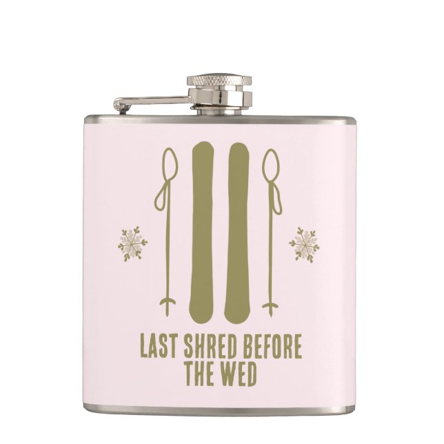 Last Shred Winter Ski Bachelorette Party  Hip Flask (Front)