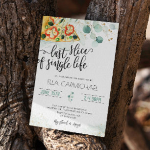 Last Slice of Single Life Bridal Shower  Invitation