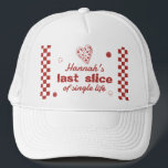 Last Slice Pizza Bachelorette Weekend Party Trucker Hat<br><div class="desc">Celebrate love at first slice with our Last Slice of the Single Life bachelorette collection! From cheesy-cute invitations to saucy signs,  games,  and decor,  this pizza-perfect set has everything you need to throw a fun,  flavorful send-off for the bride-to-be. In crust we trust! #zazzlemade</div>