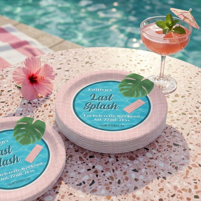 Last Splash Bachelorette Weekend Pool Party Paper Plate (Creator Uploaded)