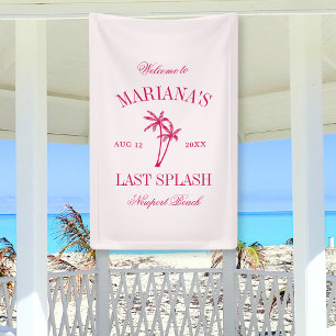 Last Splash Beach Palms Hot Pink Bachelorette Banner