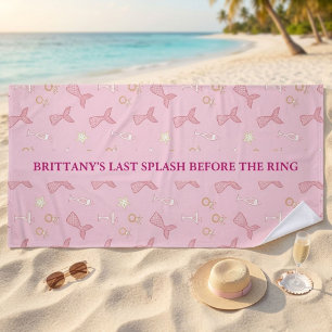 Last Splash Mermaid Bachelorette Personalized Beach Towel