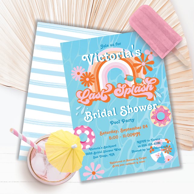 Last Splash Pool Bachelorette Bridal Shower Invitation (Creator Uploaded)