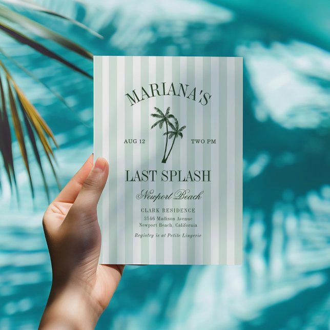 Last Splash Sea Green Palms Bachelorette Invitation (Creator Uploaded)