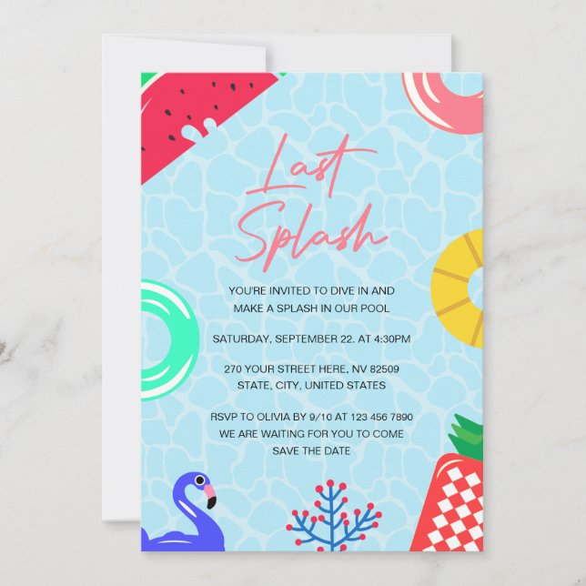 Last Splash Spinster Bachelorette Party Invitation (Front)