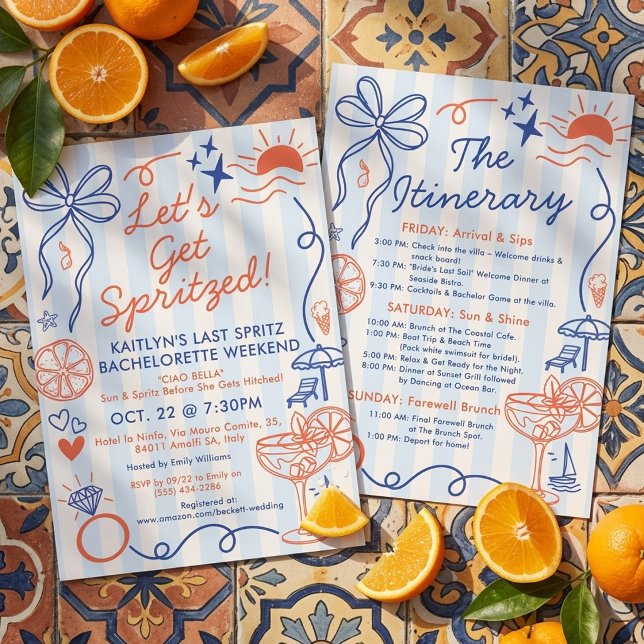 Last Spritz Amalfi Coast Bachelorette Itinerary Invitation (Creator Uploaded)
