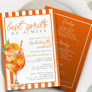 Last Spritz as a Miss Orange Aperol Bachelorette Invitation
