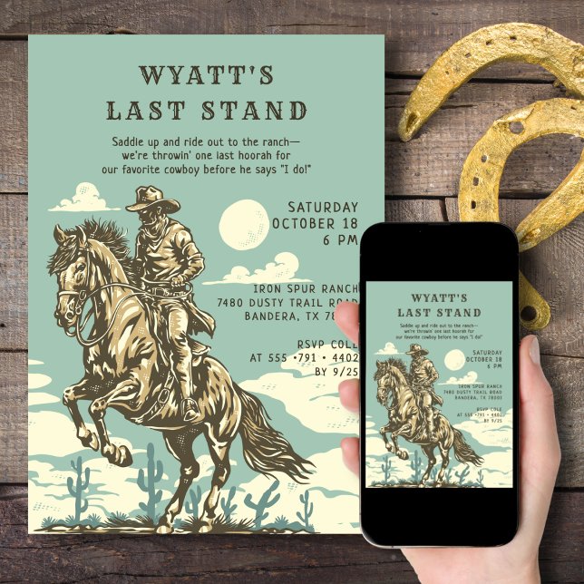 Last Stand Western Bachelor Party Cowboy Rustic Invitation (Creator Uploaded)