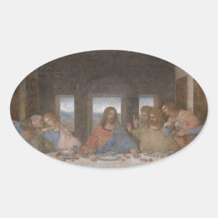 Last Supper  Leonardo da Vinci's late 1490s mural Oval Sticker