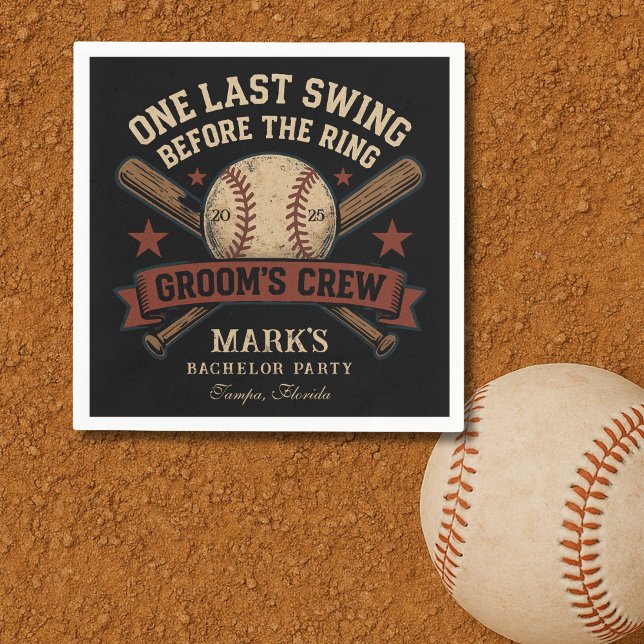 Last Swing Baseball Bachelor Party Napkin (Creator Uploaded)