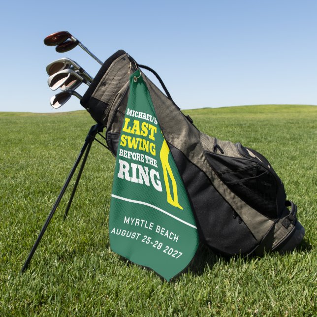 Last Swing Before the Ring Bachelor Golf Towel (Green)