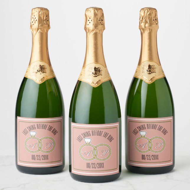 Last Swing Before the Ring Bachelorette Dusty Rose Sparkling Wine Label (Bottles)