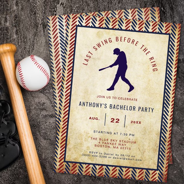 Last Swing Before The Ring Baseball Bachelor Party Invitation (Creator Uploaded)