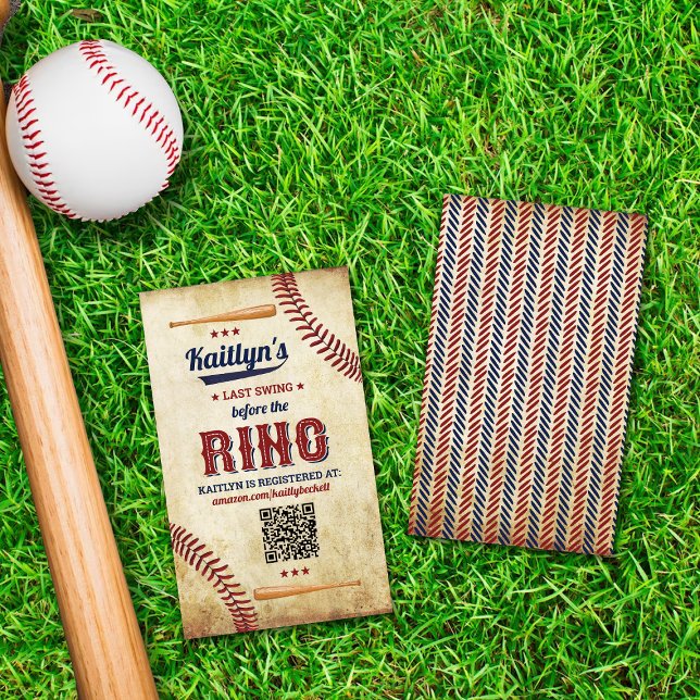 Last Swing Before The Ring! Baseball Bridal Shower Enclosure Card (Creator Uploaded)