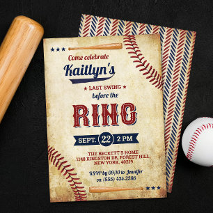Last Swing Before The Ring! Baseball Bridal Shower Invitation