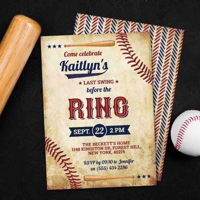 Last Swing Before The Ring! Baseball Bridal Shower Invitation (Creator Uploaded)