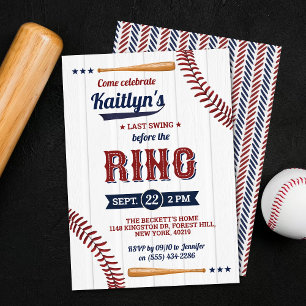 Last Swing Before The Ring! Baseball Bridal Shower Invitation