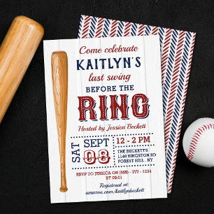 Last Swing Before The Ring! Baseball Bridal Shower Invitation