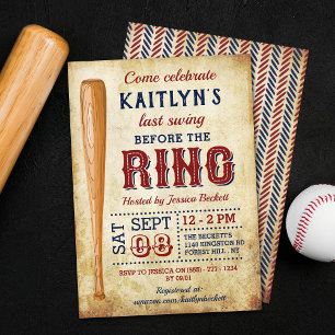 Last Swing Before The Ring! Baseball Bridal Shower Invitation