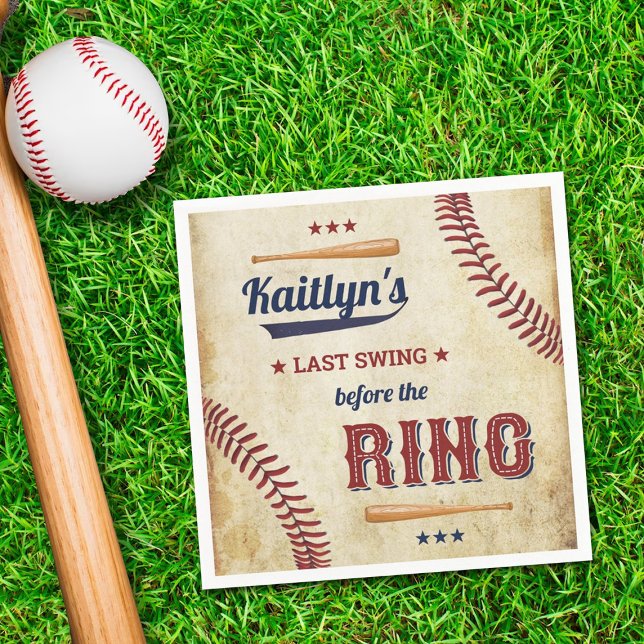 Last Swing Before The Ring! Baseball Bridal Shower Napkin (Creator Uploaded)