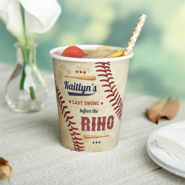 Last Swing Before The Ring! Baseball Bridal Shower Paper Cups (Insitu)