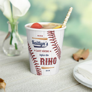 Last Swing Before The Ring! Baseball Bridal Shower Paper Cups