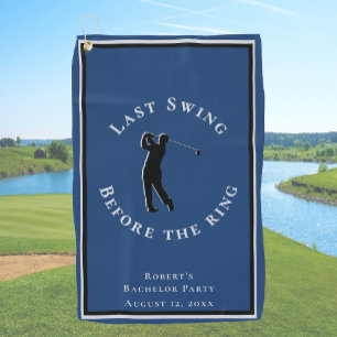 Last Swing Before The Ring Blue Bachelor Party Golf Towel